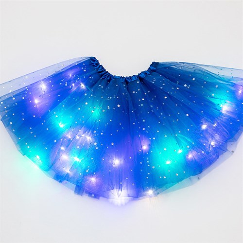 Tule Rokje Blauw met Gekleurde LED lichtjes Kopen Carnavalsland